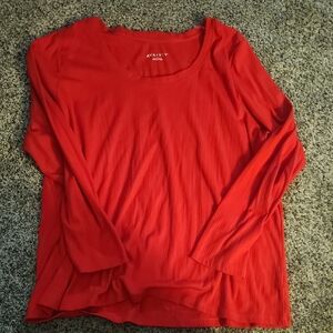 Ava & Viv Vibrant Red Ribbed Long Sleeve Top